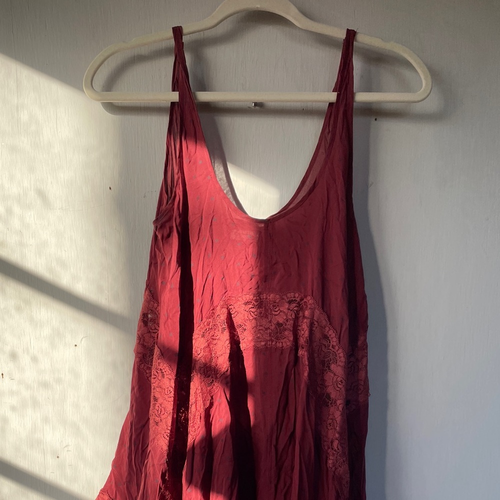 Free People Burgundy Lace Slip